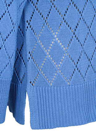 Dzianinowa bluzka z dlugim rekawem i azurowym wzorem, Blue Bonnet, Packshot image number 3