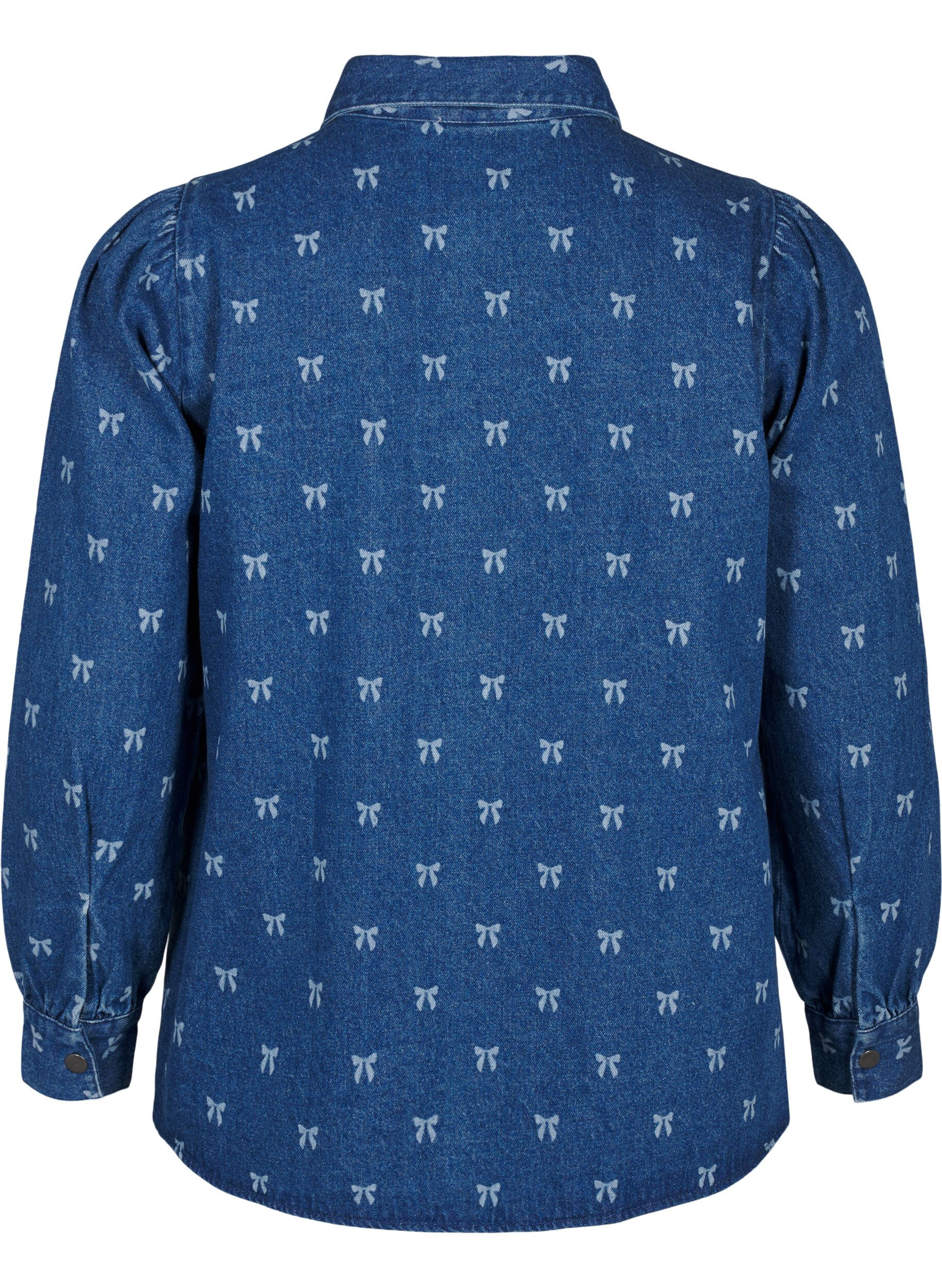 Zizzi Koszula dzinsowa w serca, Denim Blue W. Wh.Bow, Packshot image number 1