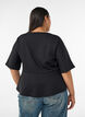 Bluzka peplum z rekawami do lokcia, Czarne, Model image number 2