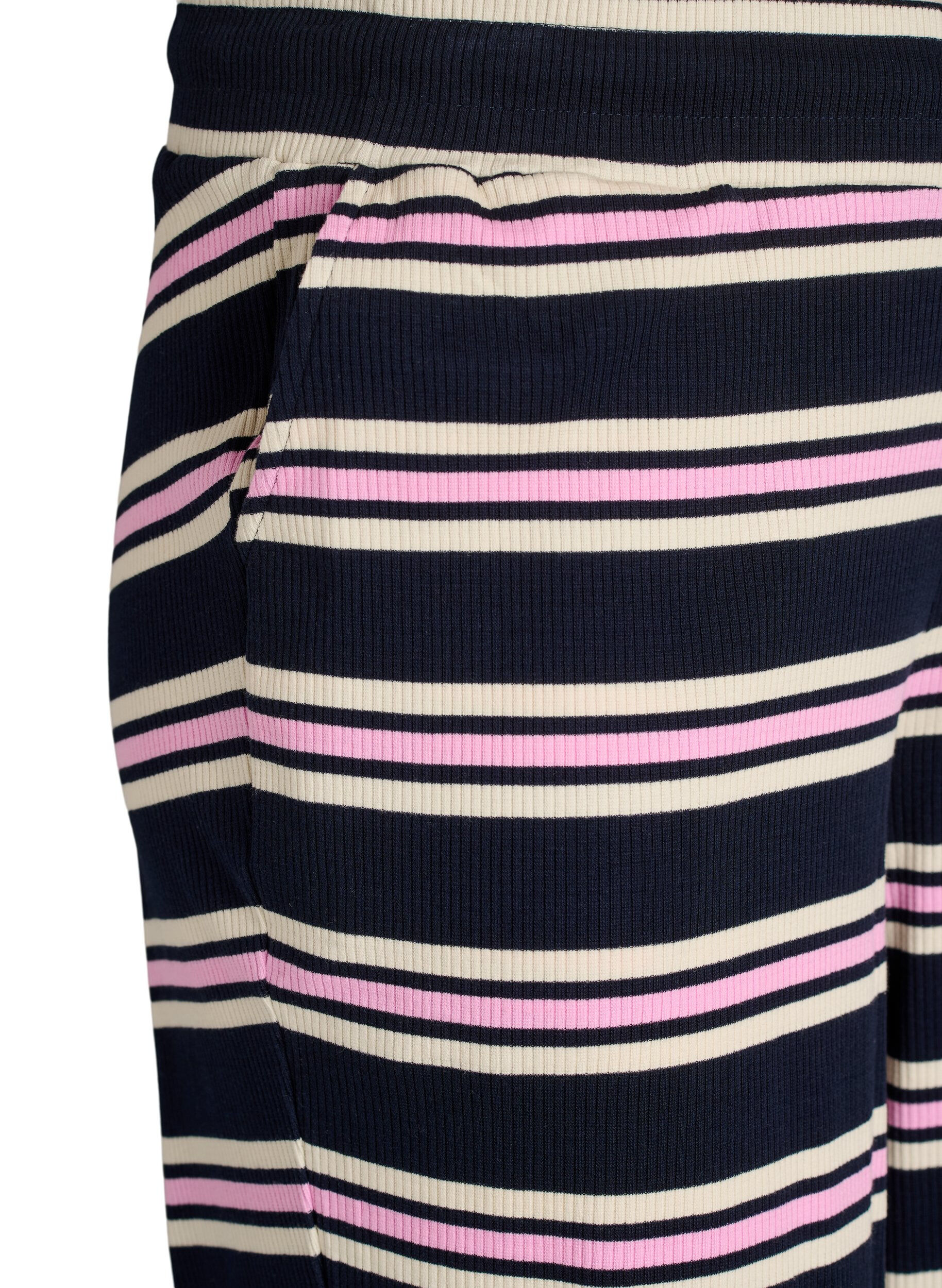 Zizzi D&oacute;l pizamy w paski z szerokimi nogawkami, Niebieskie, Packshot image number 2