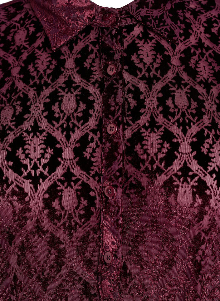 Krótka sukienka z welurowym wzorem, Czerwony, Packshot image number 2