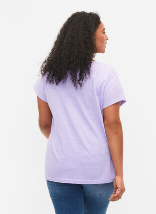 Bawelniana koszulka z nadrukiem lisci, Lavender C Leaf, Model image number 1