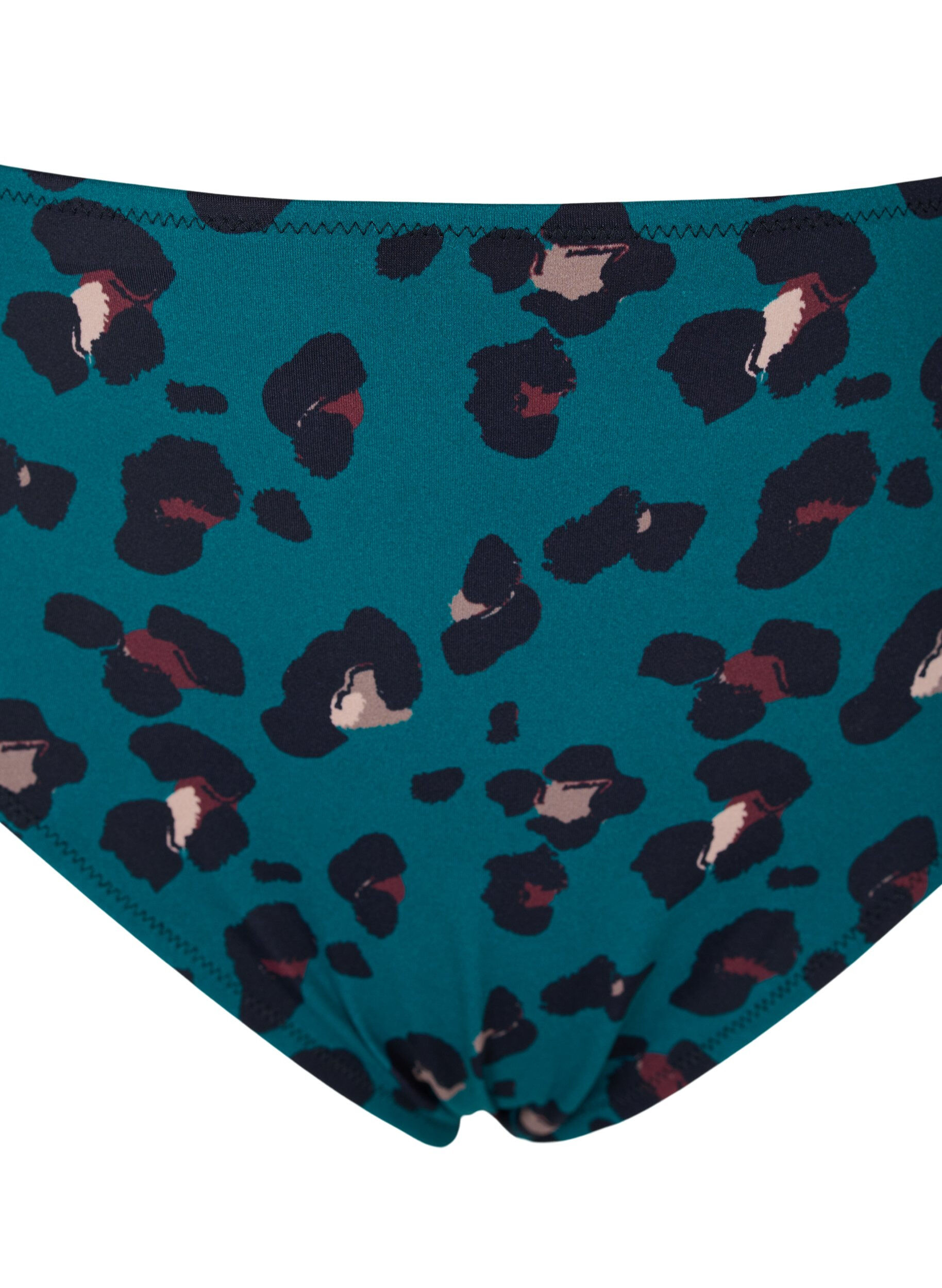 Zizzi D&oacute;l bikini z wysokim stanem, Teal Leopard, Packshot image number 2
