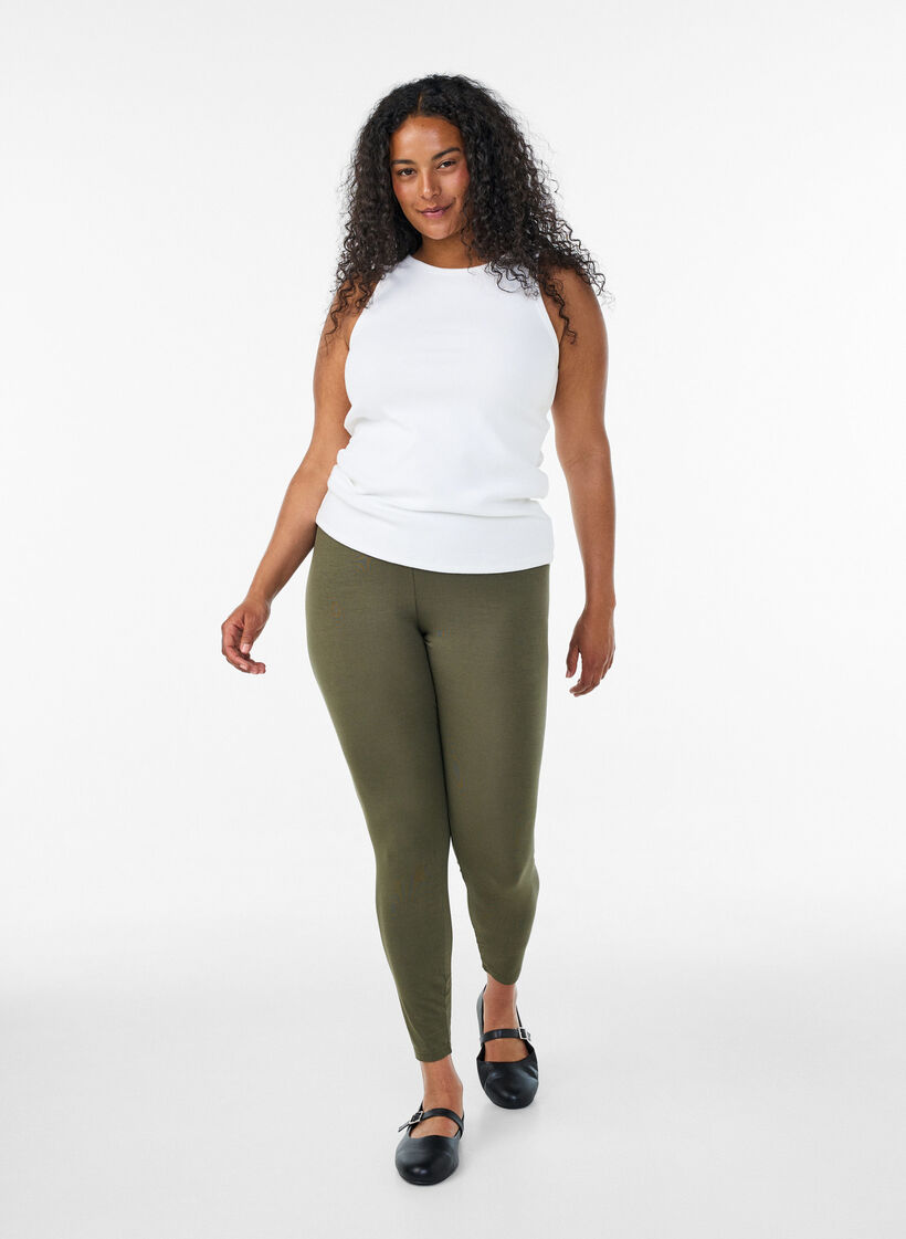 Legginsy z wiskozy w stylu basic, Zielony, Model image number 1