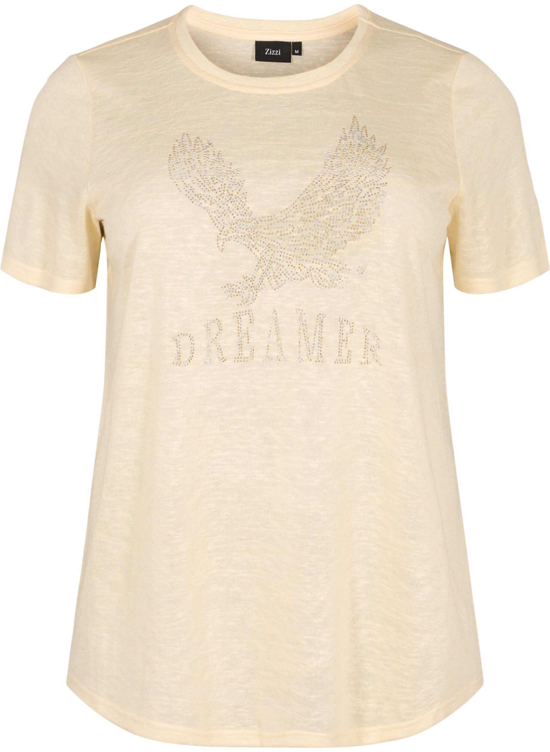 Zizzi Koszulka z cwiekami i okraglym dekoltem, Buttercream, Packshot image number 0