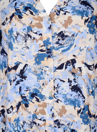 Wzorzysta wiskozowa sukienka midi z dlugim rekawem, Blue Graphic AOP, Packshot image number 2