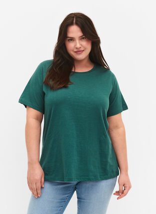 Podstawowa koszulka bawelniana 2-pack, Mallard Green/Black, Model image number 0