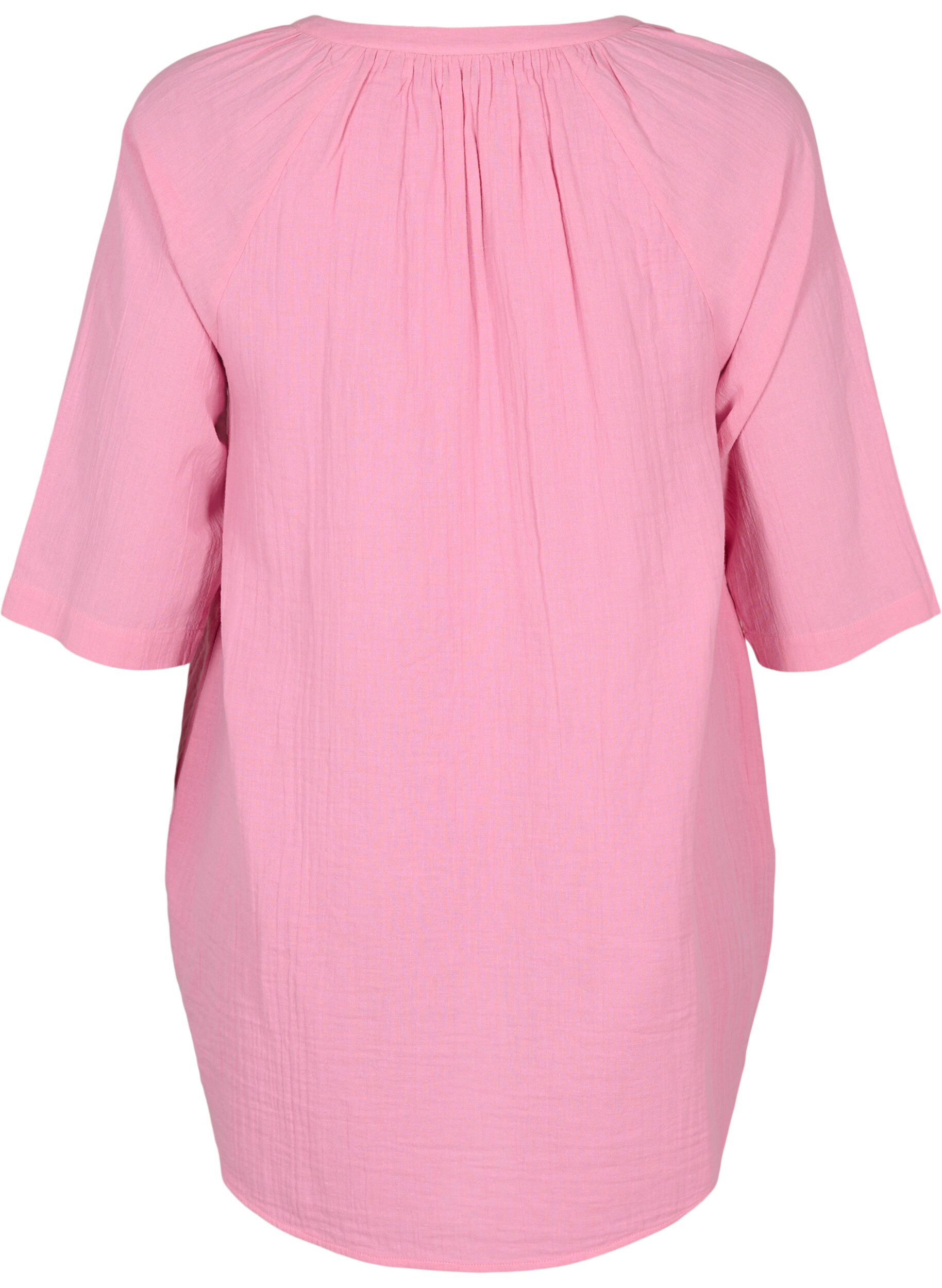 Zizzi Bawelniana tunika z rekawami 3/4, Rosebloom, Packshot image number 1