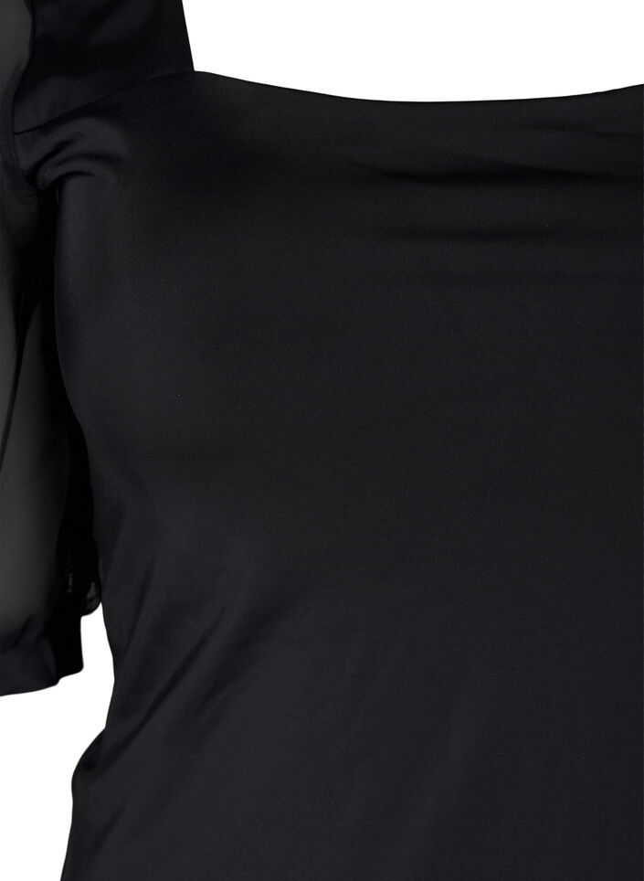 Strój kapielowy z krótkimi siateczkowymi rekawami, Black, Packshot image number 2