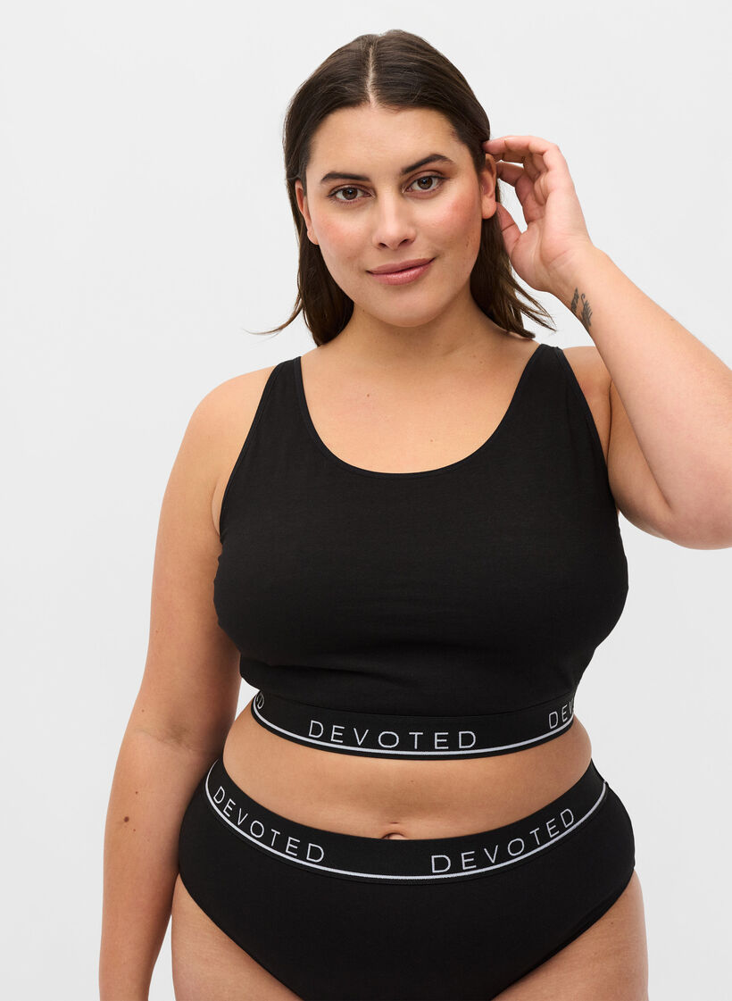 Bawelniany biustonosz z regulowanymi ramiaczkami, Czarne, Model image number 0