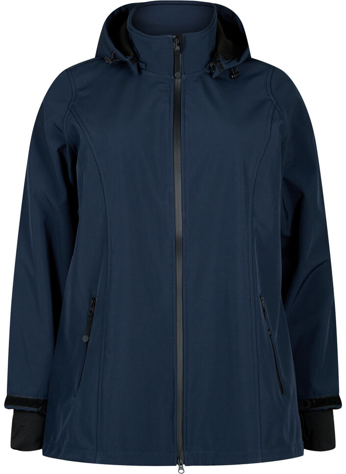 Kr&oacute;tka kurtka softshell z odpinanym kapturem, Niebieskie, Packshot image number 0