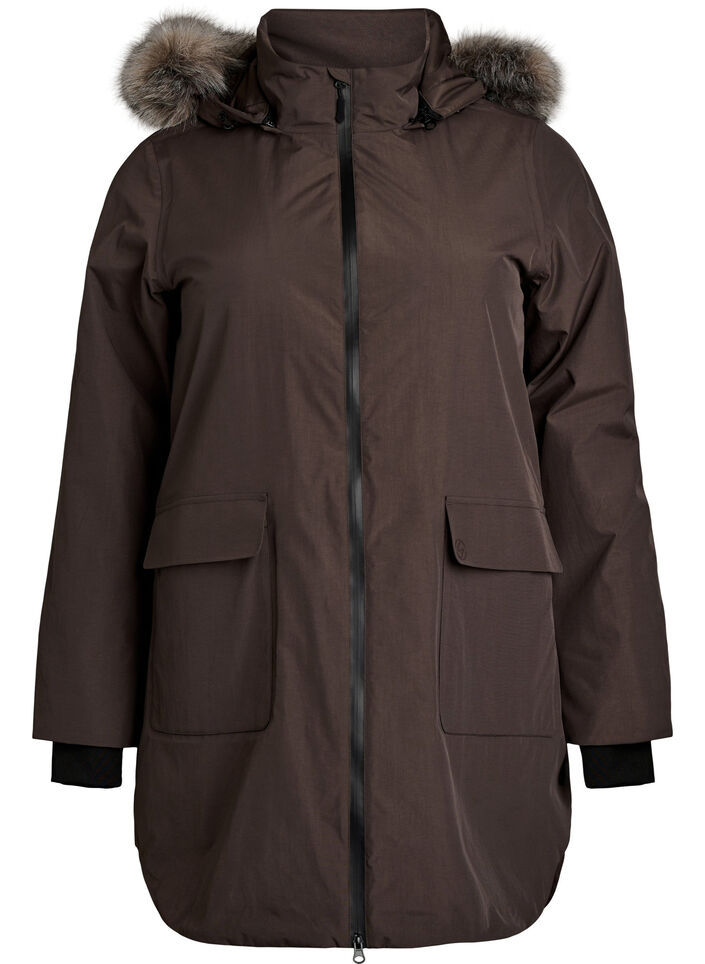 Nieprzemakalna parka z kapturem, Brązowy, Packshot image number 0