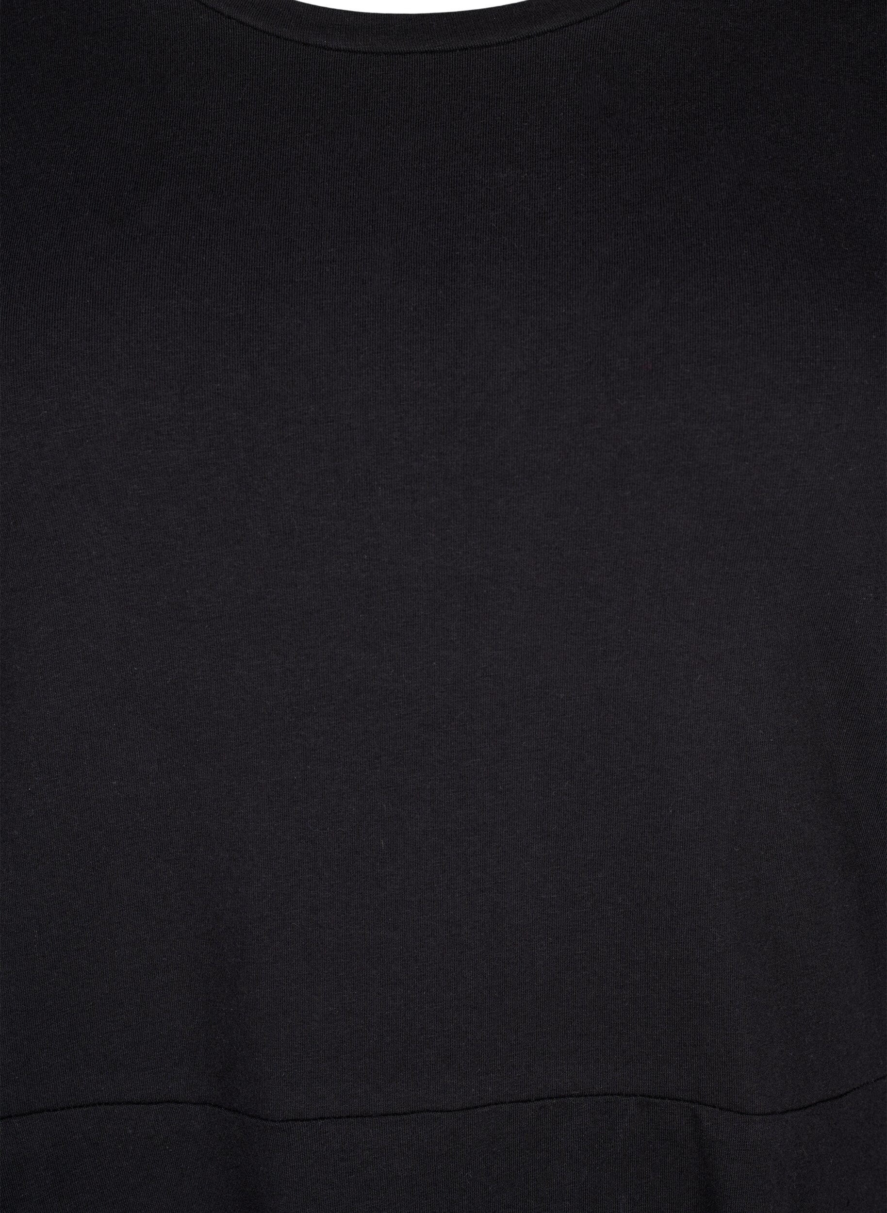 Zizzi Jednokolorowa bawelniana sukienka z kr&oacute;tkimi rekawami, Black Solid, Packshot image number 2