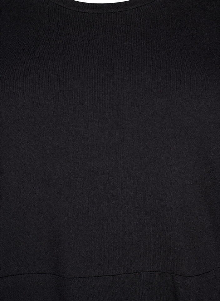 Jednokolorowa bawelniana sukienka z krótkimi rekawami, Black Solid, Packshot image number 2