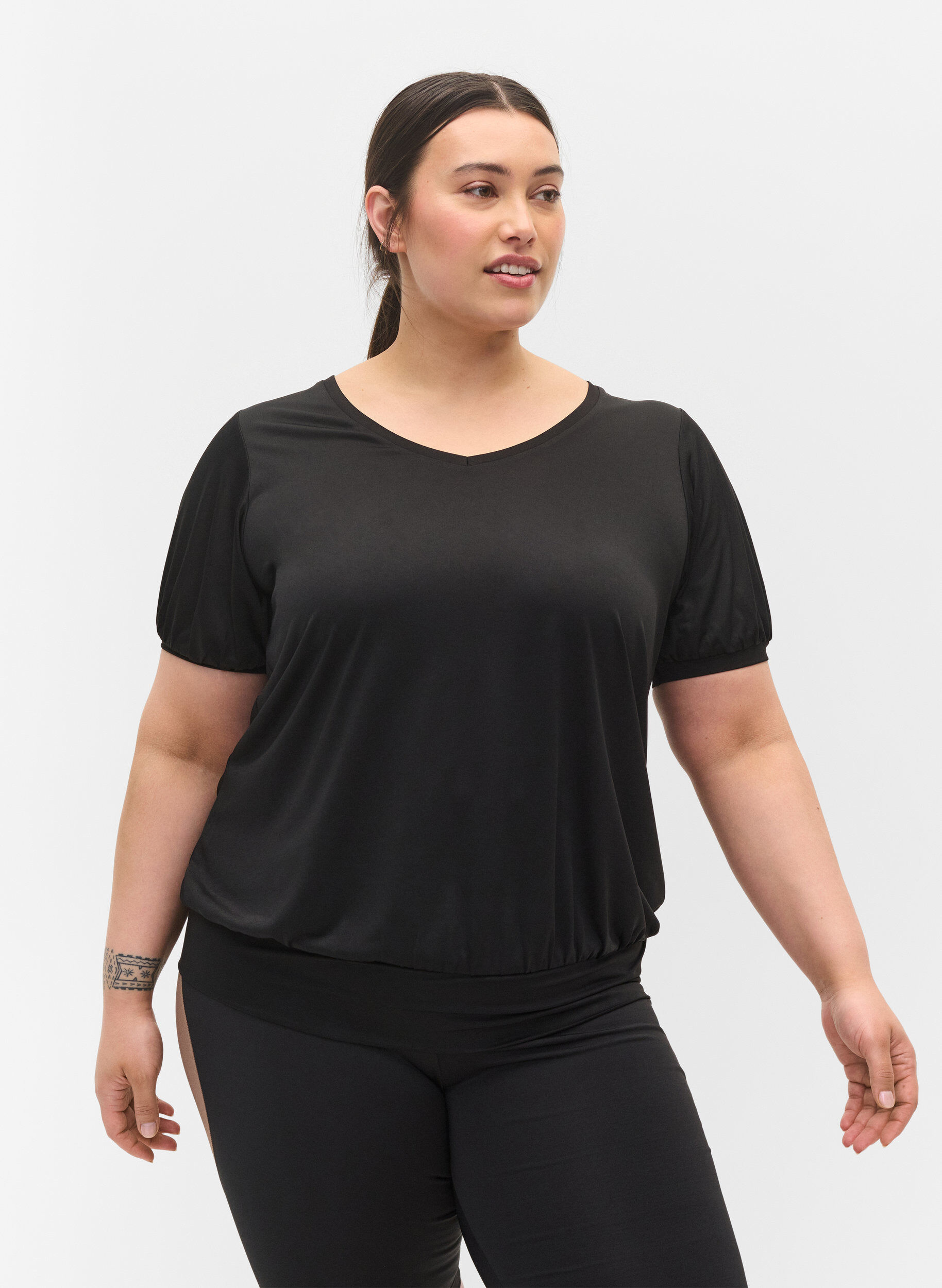 Zizzi Short-sleeved exercise top, Black, Model image number 0