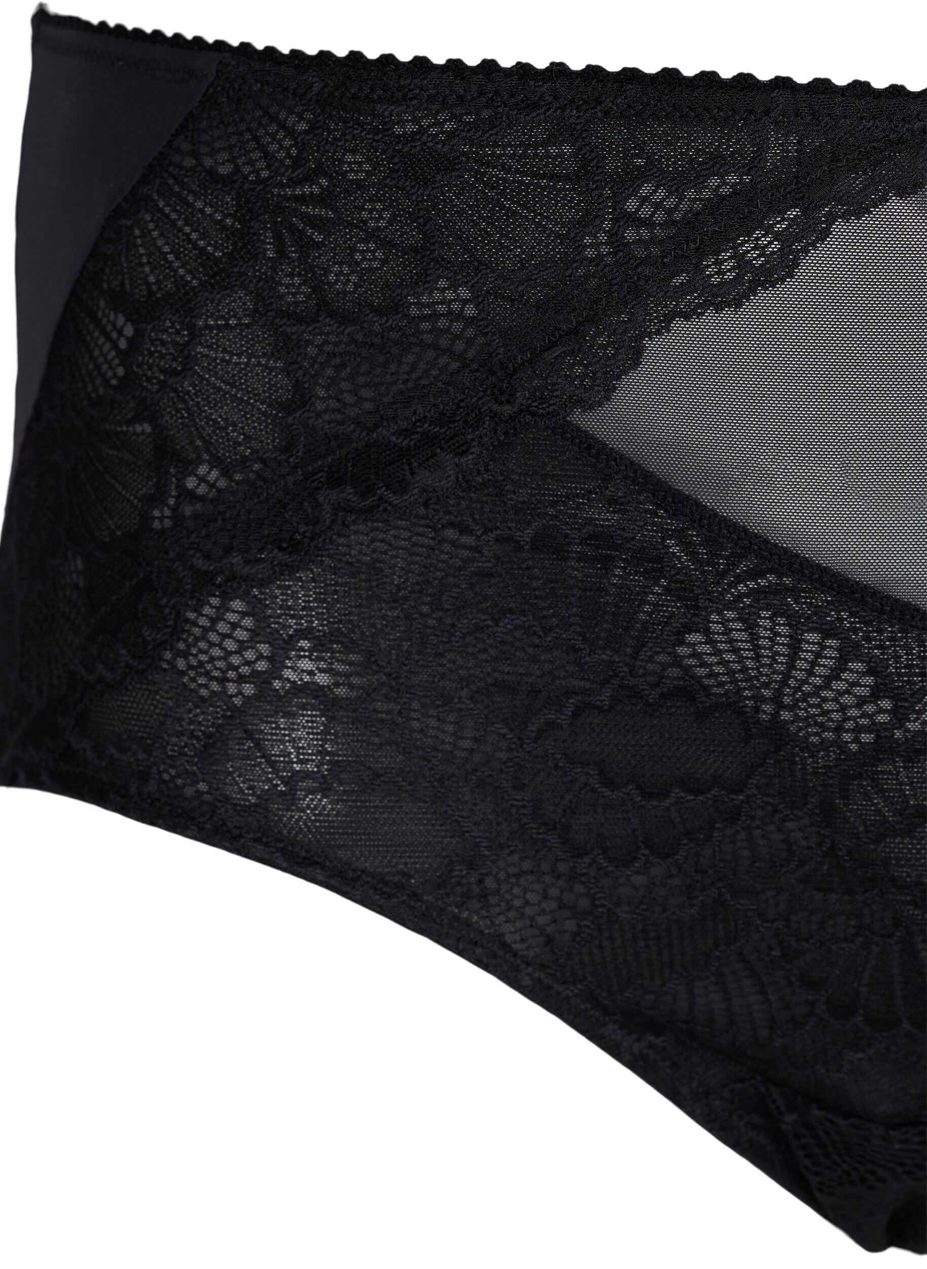Zizzi High waisted panty with lace and mesh, Black, Packshot image number 2