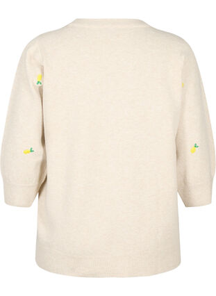 Dzianinowa bluzka z rekawem 3/4 w cytryny, P. Stone Mel. Lemon, Packshot image number 1