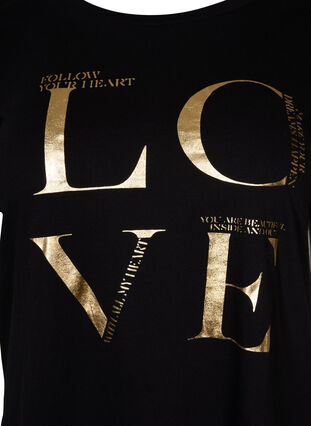 Bawelniana koszulka z krótkimi rekawami i nadrukiem, Black Love, Packshot image number 2