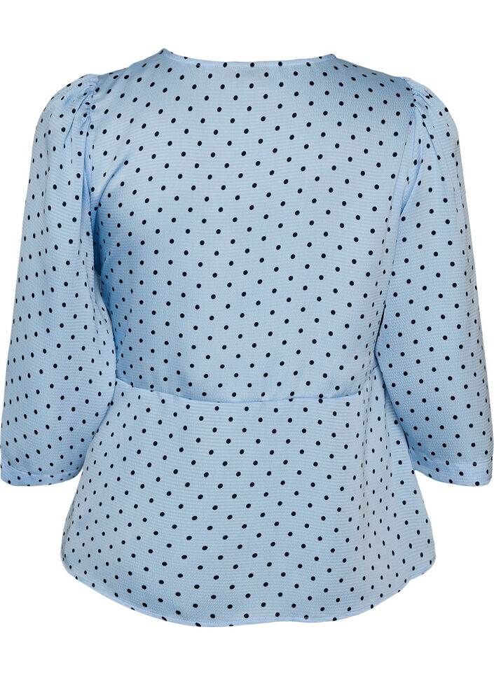 Bluzka Polka dot z wiazaniami i 3/4-sleeves, Niebieskie, Packshot image number 1