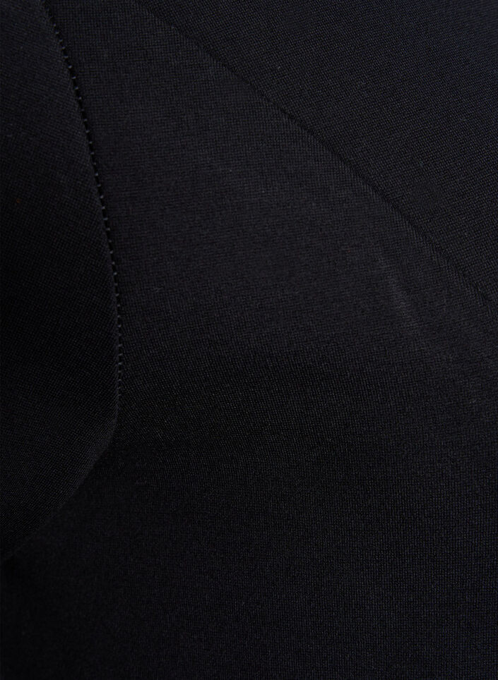 Jednobarwna sukienka z rekawami 3/4 i rozcieciem, Black, Packshot image number 3