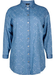 Luzna kurtka jeansowa ze wzorem, Light blue denim, Packshot