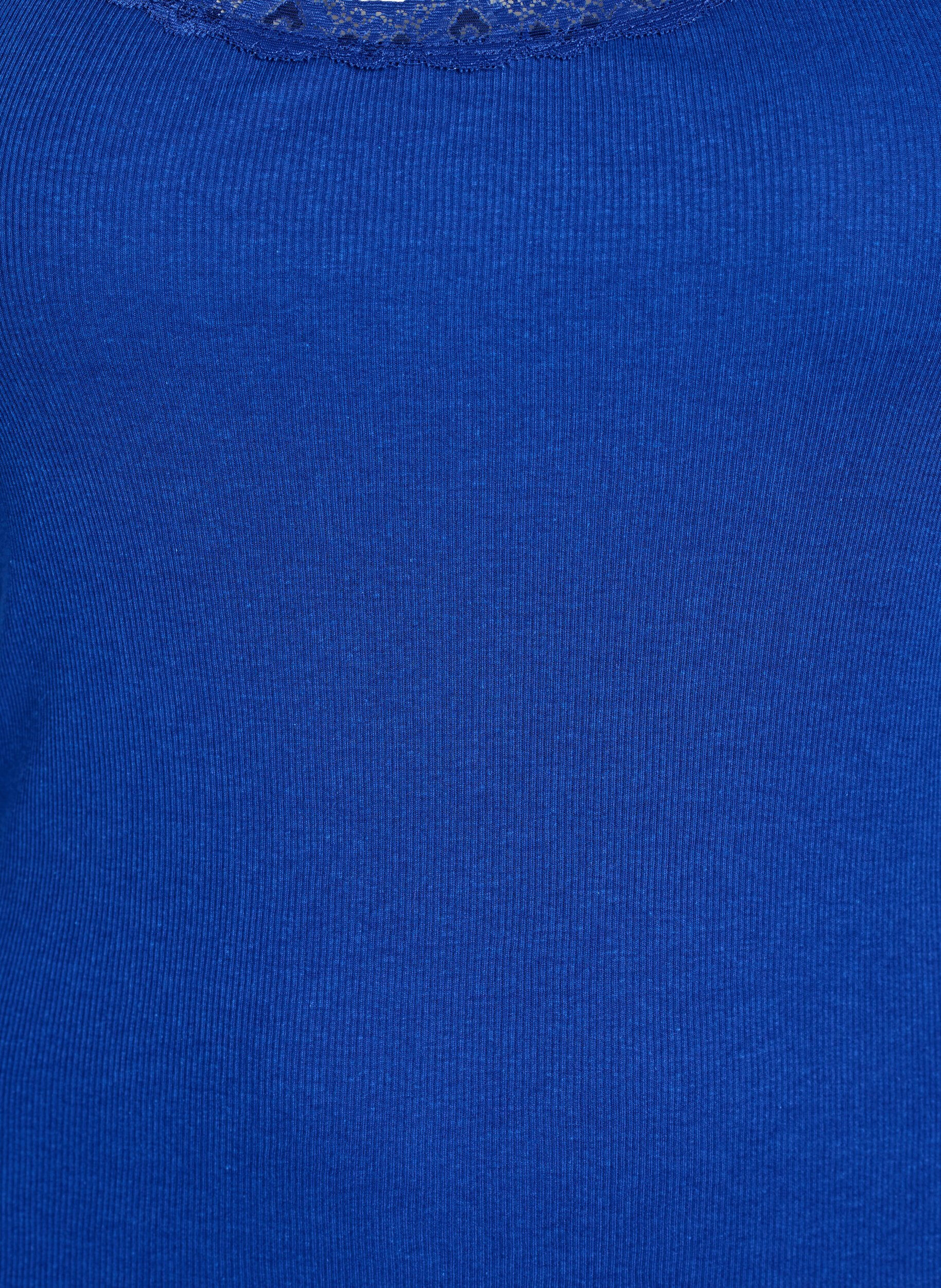 Zizzi Top z koronkowym wykonczeniem, Niebieskie, Packshot image number 2