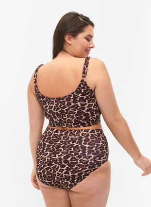 Figi damskie od bikini z wysokim stanem i nadrukiem, Autentic Leopard, Model image number 1