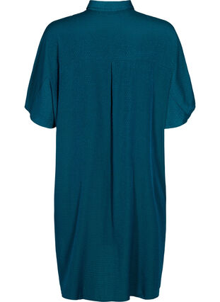 Sukienka koszulowa z krótkim rekawem i struktura w kropki, Deep Teal, Packshot image number 1
