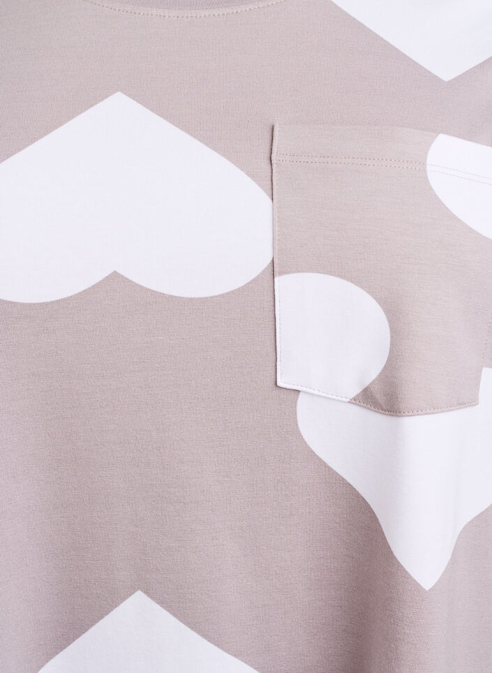 Dluga nocna koszulka z mieszanki modalu z serduszkami, Szary, Packshot image number 2