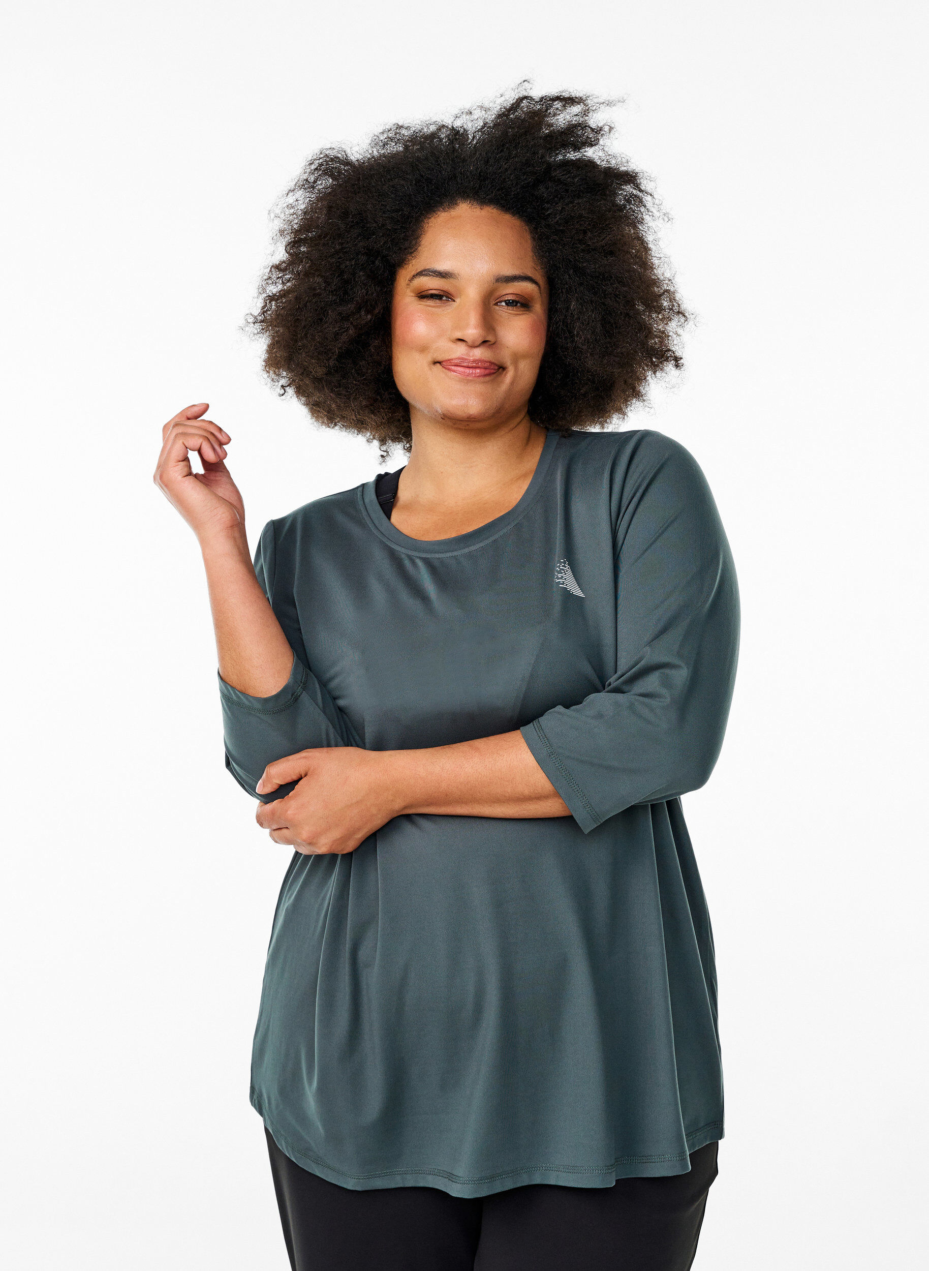  Bluzka treningowa z rekawami 3/4, Szary, Model