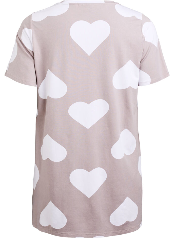 Dluga nocna koszulka z mieszanki modalu z serduszkami, Szary, Packshot image number 1