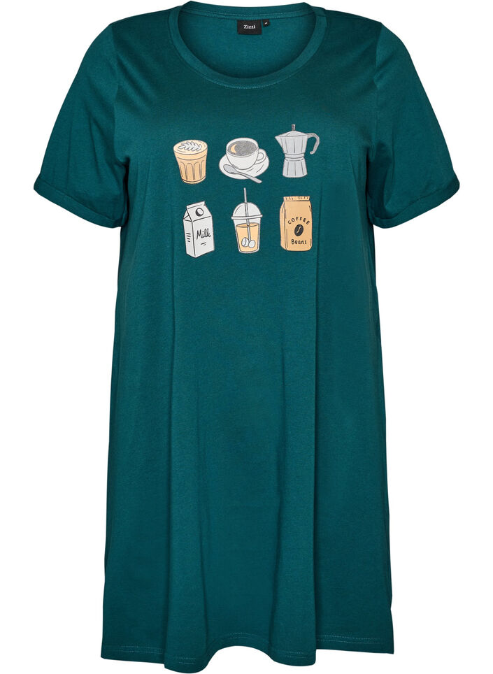 Koszula nocna z bawelny organicznej z kr&oacute;tkim rekawem, Zielony, Packshot image number 0