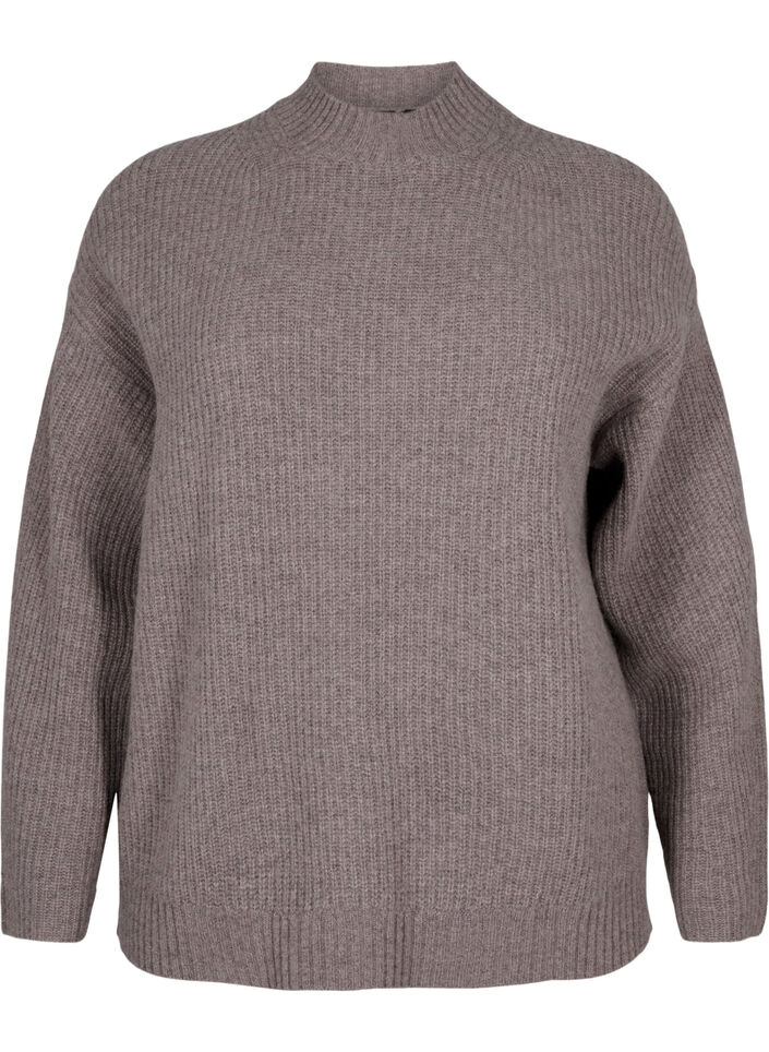 Luzny sweter z welny merynosowej, Desert Taupe Mel., Packshot image number 0