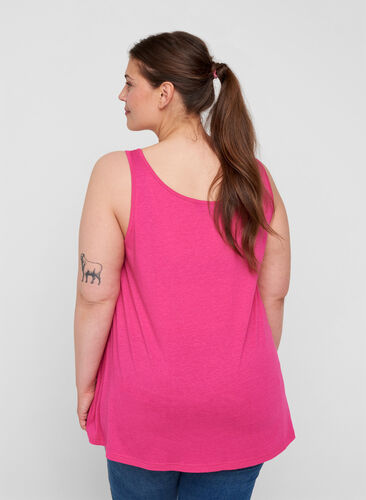 Top with a round neck and A-line, Fuchsia Purple, Model image number 1