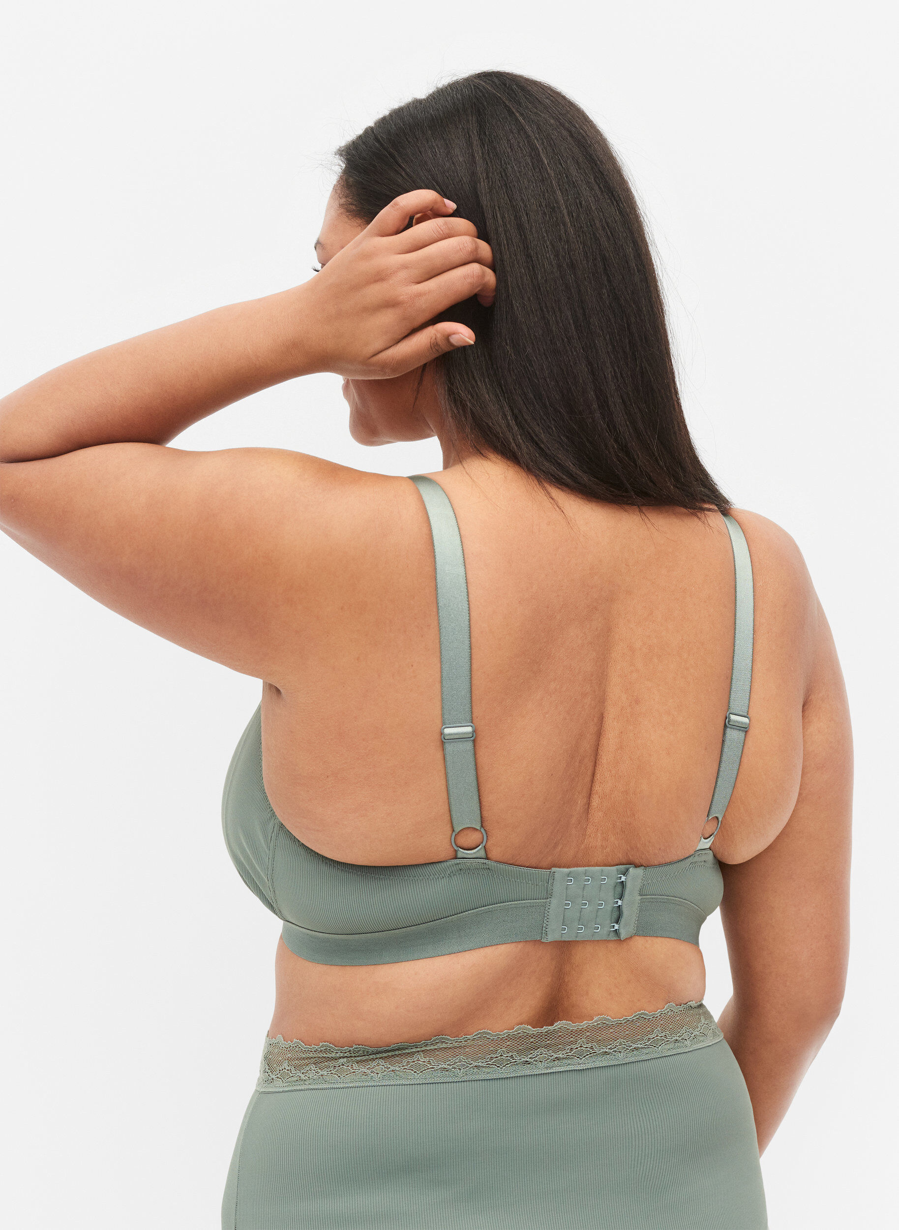 Zizzi Prazkowany biustonosz z koronka, Laurel Wreath Ass, Model image number 1