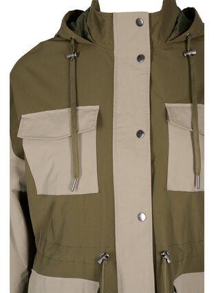 Kontrastowa kurtka z kieszeniami, Dark Olive Comb., Packshot image number 2