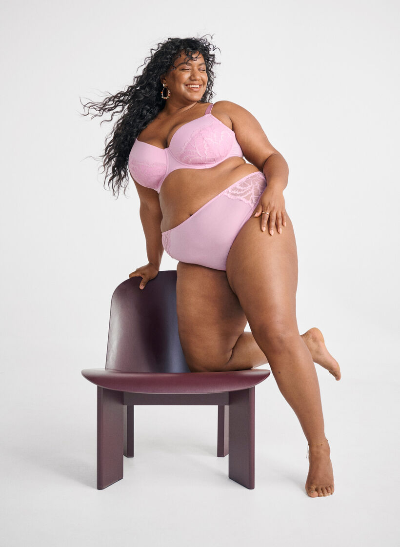 Stringi z koronka i mikrofibra, Różowy, Image image number 0