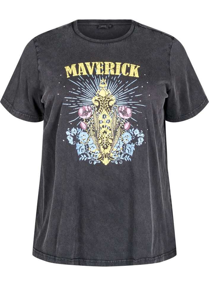 Koszulka z bawelny organicznej z nadrukiem graficznym, Szary, Packshot image number 0