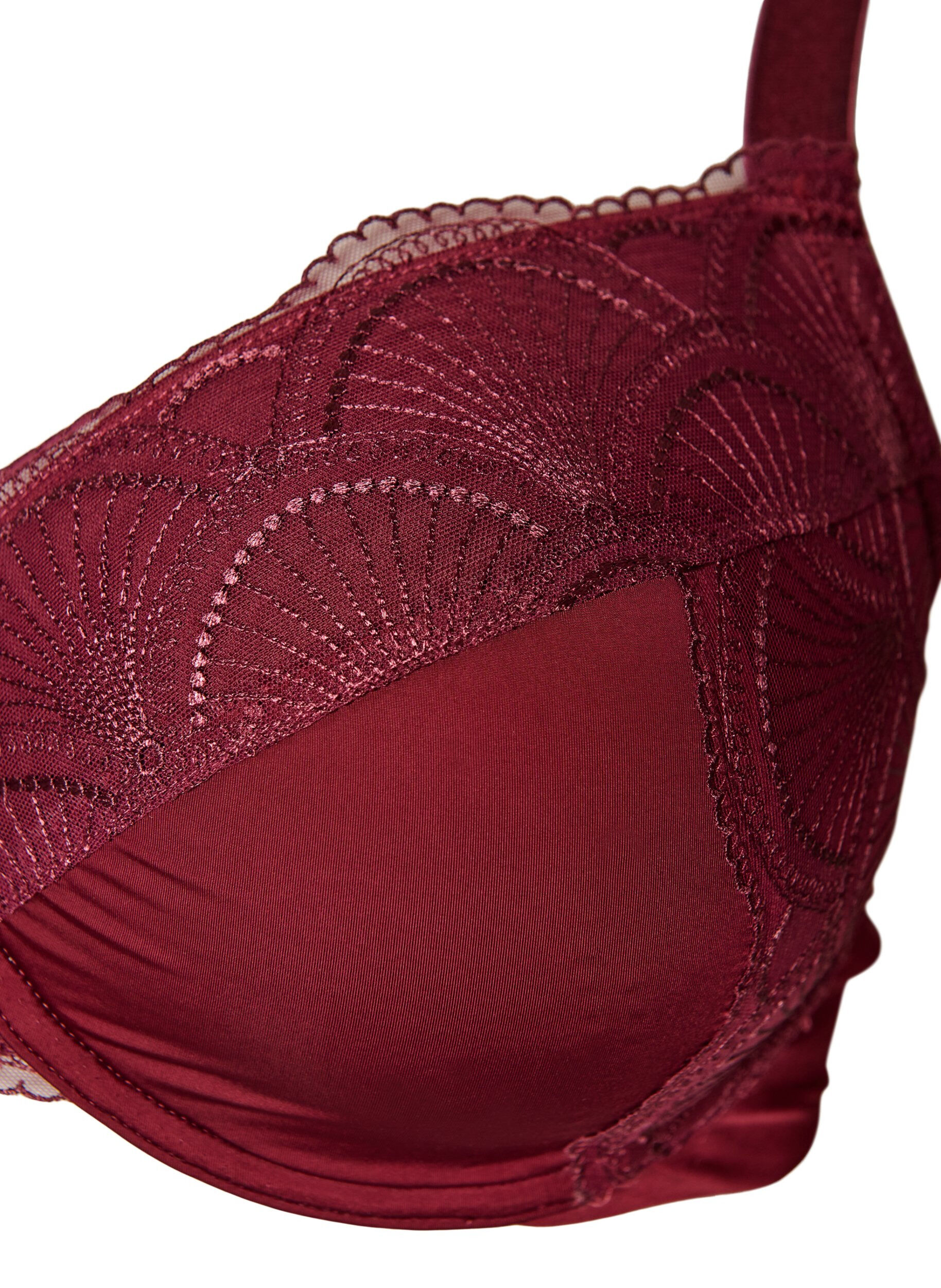 ZizziBiustonosz usztywniany z fiszbinami, koronka i tylem U, Czerwony, Packshot image number 2