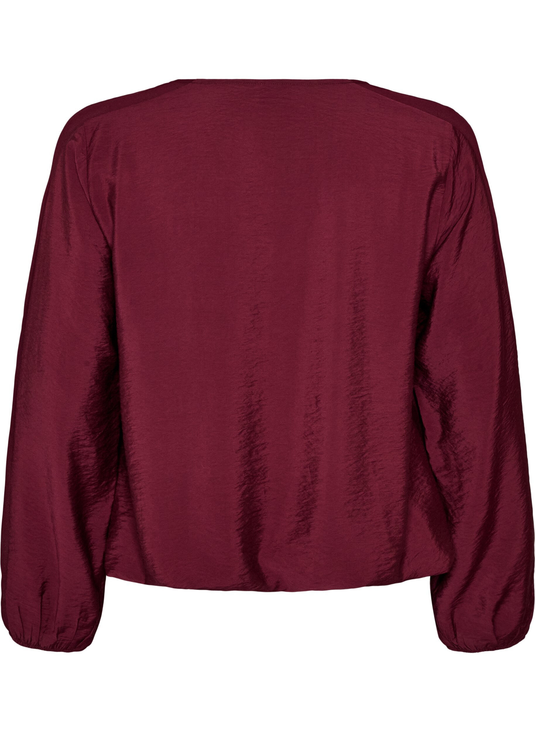 ZizziBluzka z efektem balonowym i detalami ze szyfonu, Czerwony, Packshot image number 1