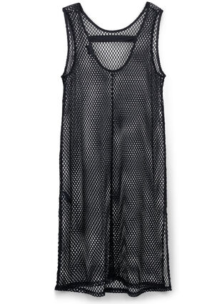 Siateczkowa sukienka bez rekawów z rozcieciem, Black, Packshot image number 1