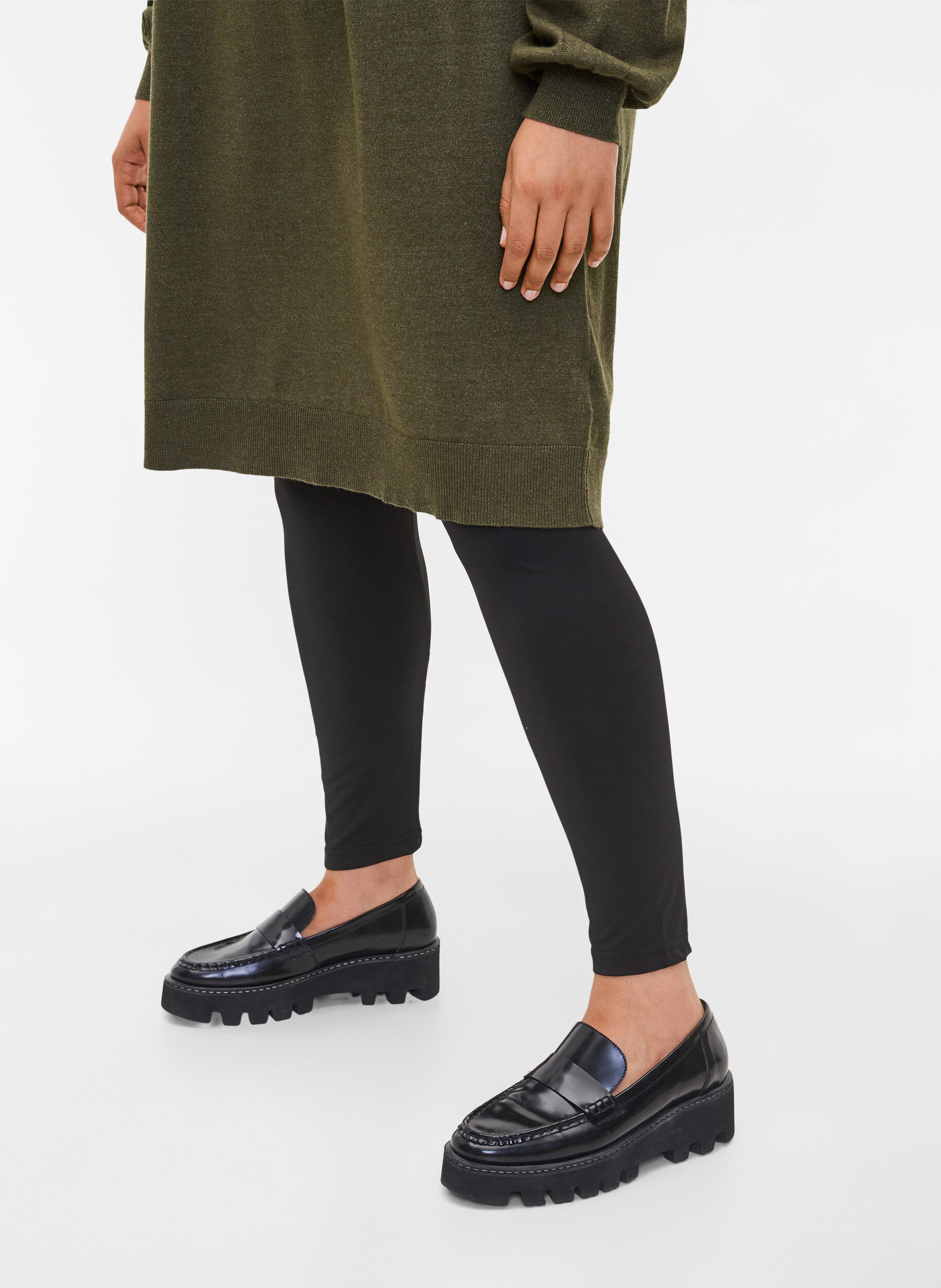 Zizzi 2-pack basic leggings, Black, Model image number 0