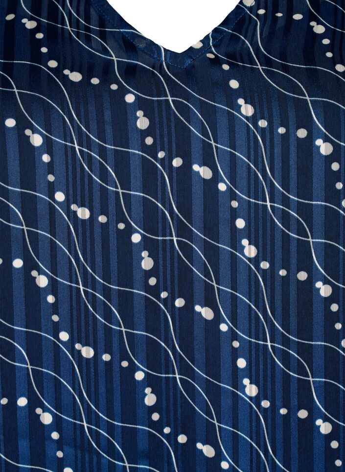 Sukienka z dekoltem w szpic i rekawami 3/4 z nadrukiem, Dress Bl. Swirl AOP, Packshot image number 2