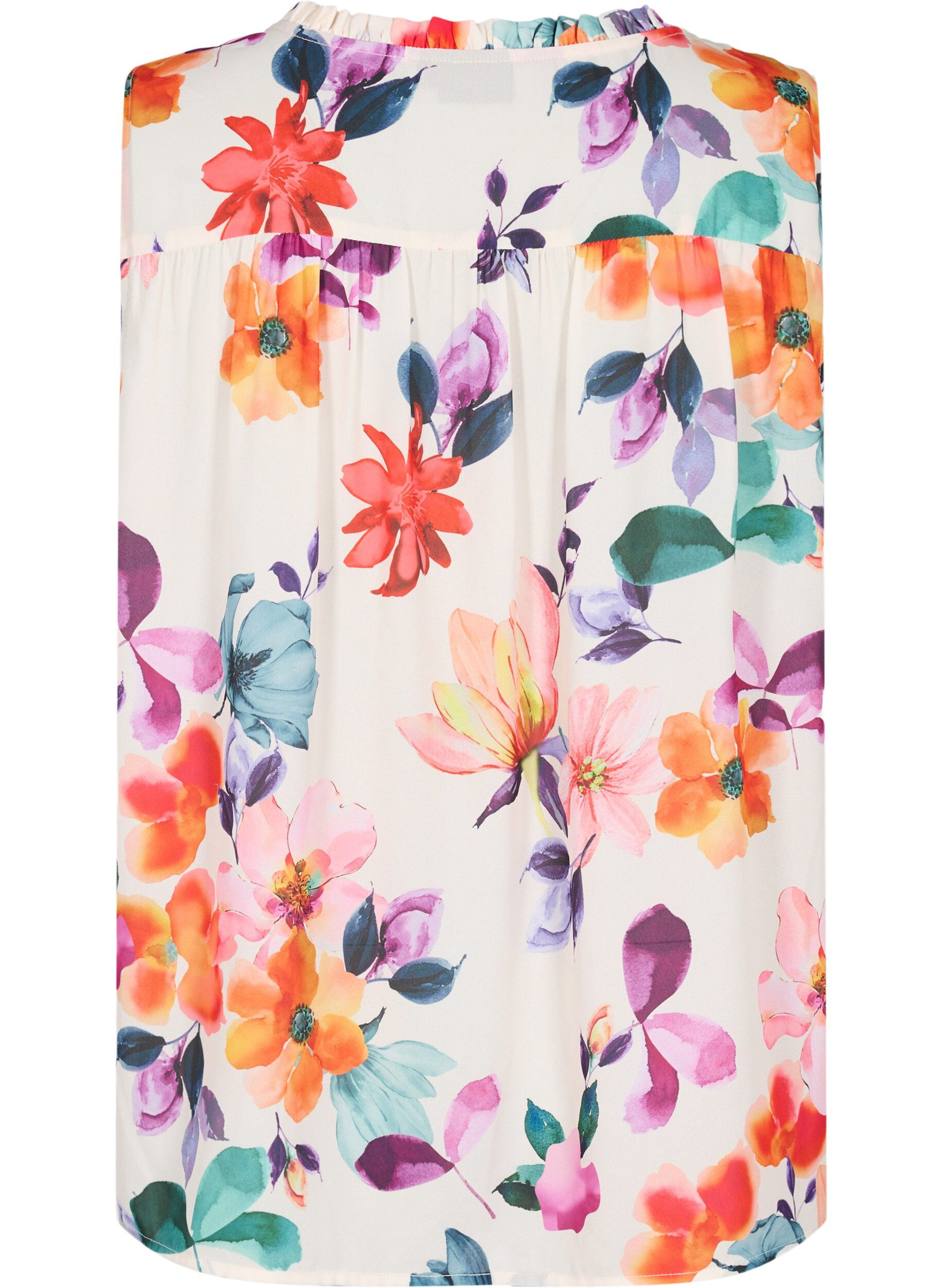 Zizzi Top w kwiaty z wiazaniem, Buttercream Flower, Packshot image number 1