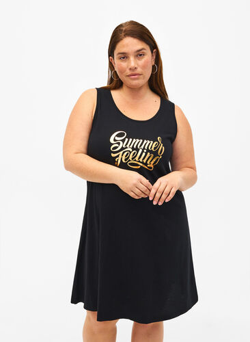 Trapezowa sukienka z bawelny bez rekawów, Black W. Summer, Model image number 0