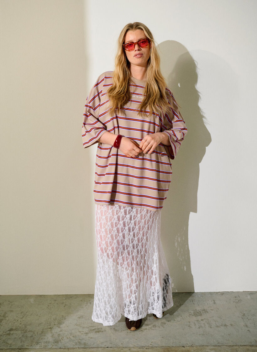 Dluga, przezroczysta sp&oacute;dnica koronkowa, Biały, Image image number 0