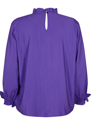 Wiskozowa bluzka z dlugimi rekawami i marszczeniami, Prism Violet, Packshot image number 1