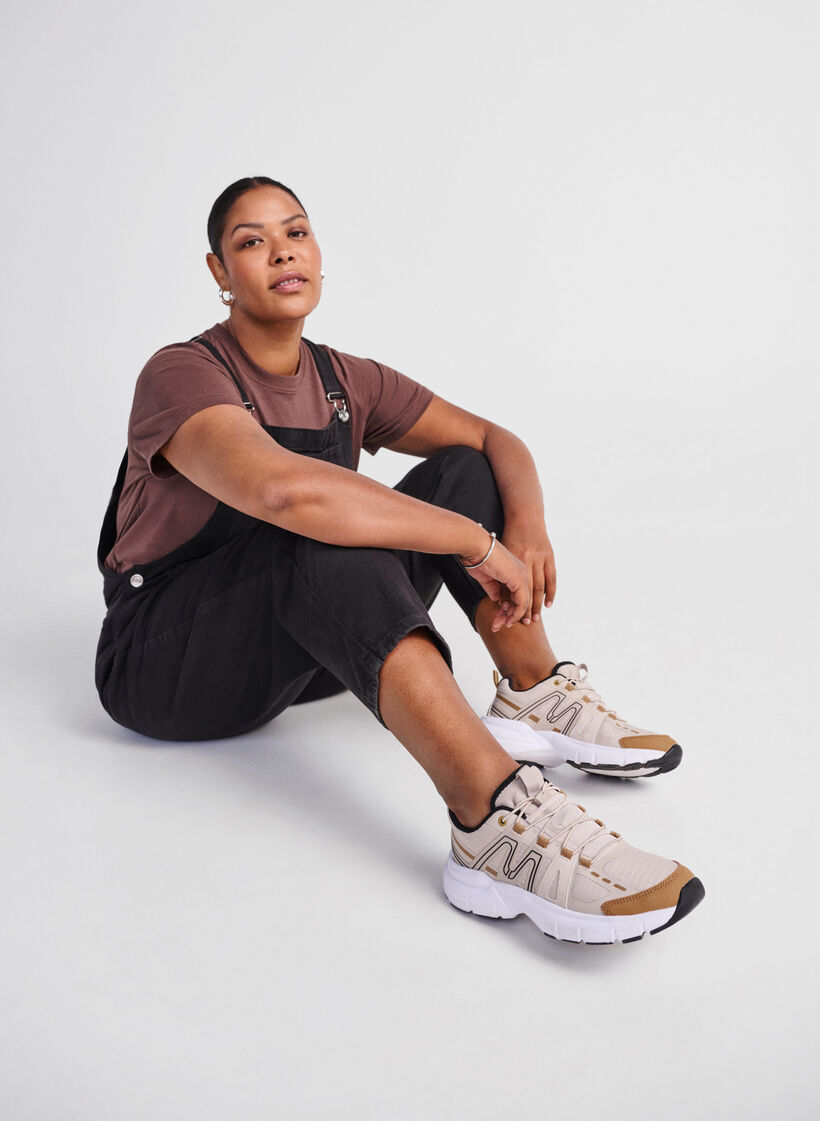 Szerokie - sneakersy z elastycznymi sznurowadlami, Birch, Image image number 0