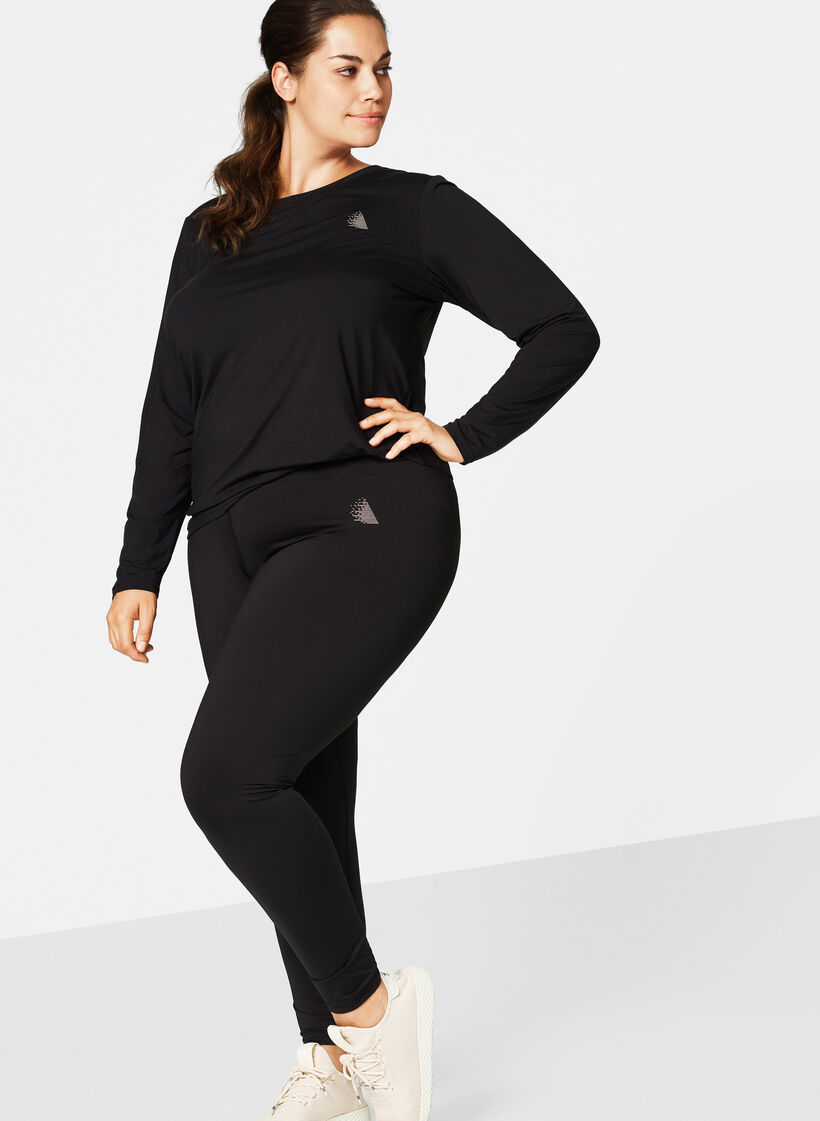 Top do fitnessu z dlugimi rekawami, Czarne, Model image number 3