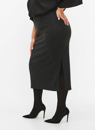 Obcisla, brokatowa spódnica, Black Silver, Model image number 2
